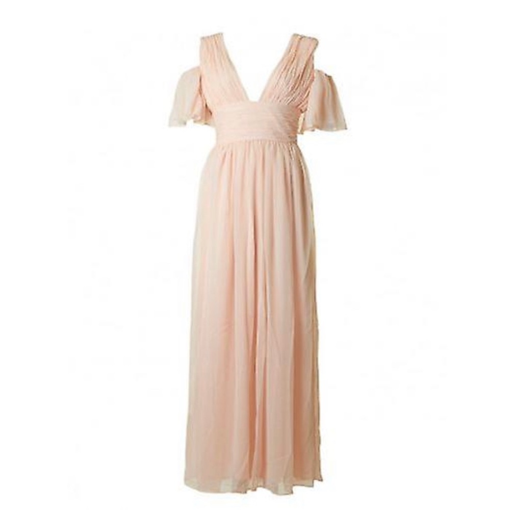 Prom French Connection soft peach Drape open Shoulder Dress - Picture 7 of 13